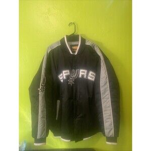 XXL San Antonio Spurs Varsity Bomber Jacket Snap Button Up